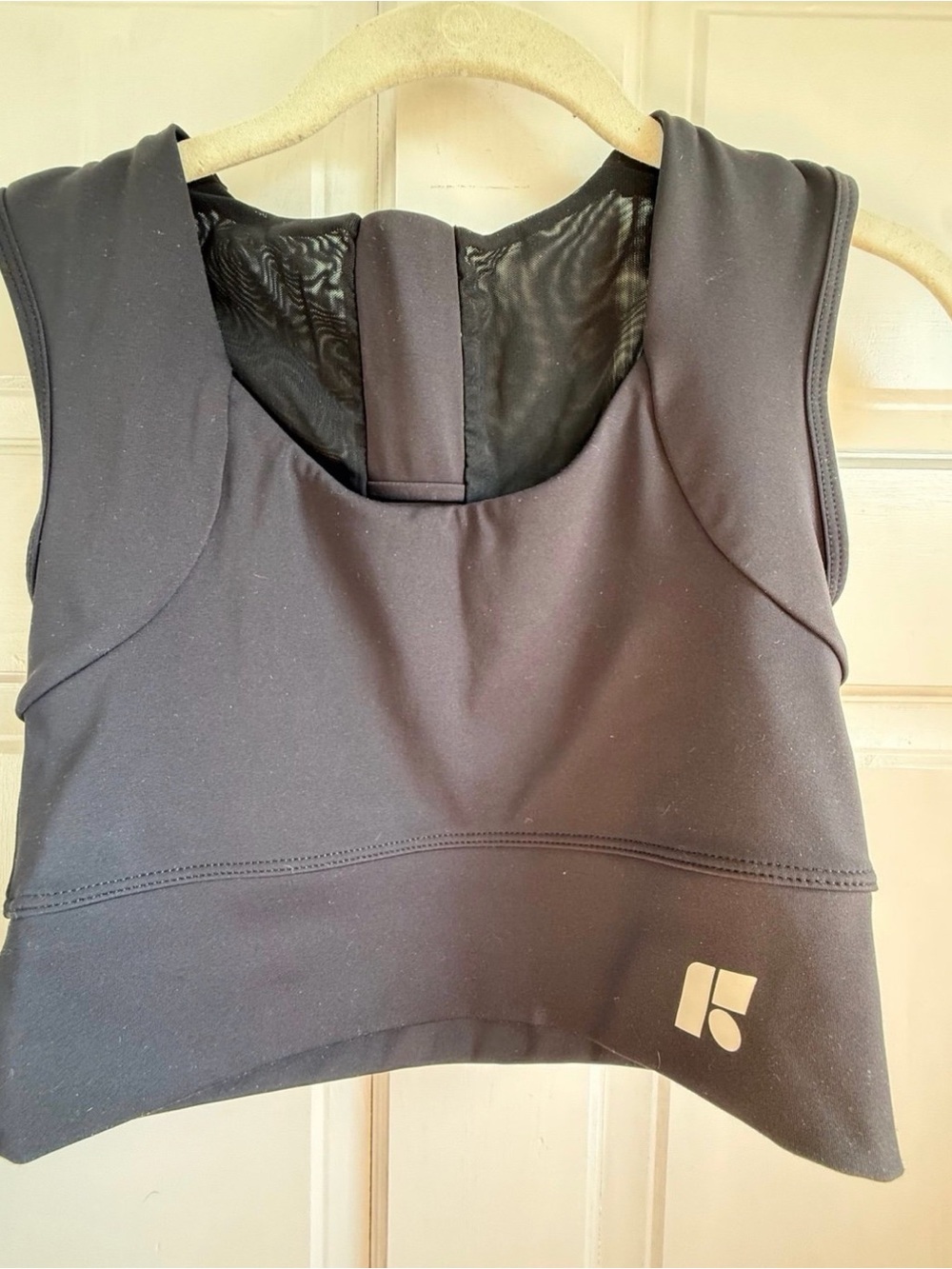 Black Cropped Support Bra with Built-In Support